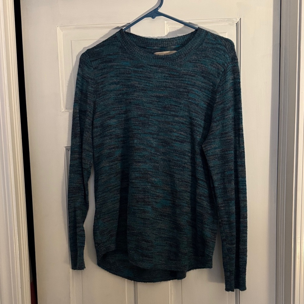 LOFT Teal and Gray Knit Lightweight Sweater